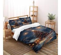 DOXLITVT Christmas Tree Bedding Set 3D Design Christmas Themes Duvet Cover Set Chic Breathable Quilt Cover 3 Pieces Universal for All Seasons Pillowcase Double（200x200cm）