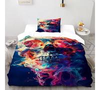 DOXLITVT Colorful Skull Bedding Set Theme Bedspread Gothic Themes Duvet Cover Set 2 Pieces Chic Breathable Comforter Cover Universal for All Seasons with Pillowcase Single（135x200cm）