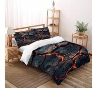 DOXLITVT Cracked Earth Lava Bedding Set Theme Bedspread Volcanic Theme Duvet Cover Set Microfiber Comforter Cover for Boys&Girls with Pillowcase Double(200x200cm)