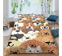 DOXLITVT Dogs Cute Bedding Set 3D Design Cute Domestic Animals Duvet Cover Set 3 Pieces Microfiber Quilt Cover Suitable for Family,couple,children with Pillowcase King（220x240cm）