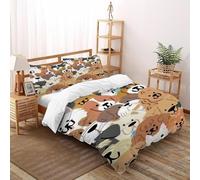 DOXLITVT Dogs Cute Bedding Set 3D Design Cute Domestic Animals Duvet Cover Set Chic Breathable Comforter Cover for Boys&Girls with Pillowcase Double（200x200cm）