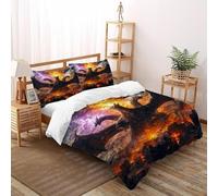 DOXLITVT Dragon City Bedding Set 3D Design Animal Theme Wildlife Duvet Cover Set 3 Pieces Microfiber Quilt Cover Suitable for Family,couple,children with Pillowcase Super King(260x220cm)