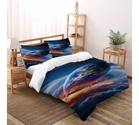DOXLITVT Earth Space Bedding Set Theme Bedspread Cosmos SpaceObjects Duvet Cover Set Microfiber Quilt Cover Universal for All Seasons with Pillowcase Super King（260x220cm）