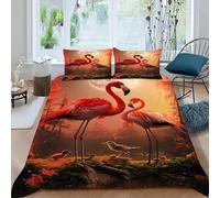 DOXLITVT Flamingos Moon Bedding Set Theme Bedspread Animal Themes Wildlife Duvet Cover Set Microfiber Quilt Cover Universal for All Seasons Pillowcase King(220x240cm)