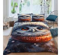 DOXLITVT Owl Scarf Bedding Set 3D Design Animal Themes Wildlife Duvet Cover Set Microfiber Quilt Cover Universal for All Seasons with Pillowcase King(220x240cm)