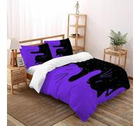 DOXLITVT Purple Cat Bedding Sets Soft And Comfortable Cartoon Duvet Cover Set 3 Piece for Teenage Boys Microfiber with 2 Pillowcases Double（200x200cm）