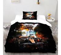 DOXLITVT Racer Car Bedding Set 3D Design Space Theme Duvet Cover Set Chic Breathable Comforter Cover Suitable for Family, Couple, Children with Pillow Single(135x200cm)