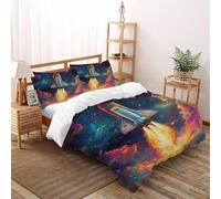 DOXLITVT Rocket Nebula Bedding Set Theme Bedspread Stellar Themes Duvet Cover Set Microfiber Comforter Cover Suitable for Family,couple,children with Pillow Double（200x200cm）