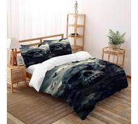 DOXLITVT Skull Crow Bedding Set 3D Design Gothic Themes Duvet Cover Set Microfiber Quilt Cover Suitable for Family,couple,children with Pillow Super King(260x220cm)
