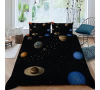 DOXLITVT Sun Planets Bedding Set Theme Bedspread Cosmos Cosmic Bodies Duvet Cover Set Microfiber Comforter Cover for Boys&Girls with Pillowcase King（220x240cm）