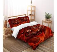 DOXLITVT Tiger Flame Bedding Set Digital Printe Blaze ForestAnimal Duvet Cover Set 3 Pieces Chic Breathable Quilt Cover Universal for All Seasons with Pillowcase Super King（260x220cm）