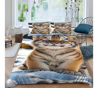 DOXLITVT Tiger Snow Bedding Set 3D Design Cute Forever Duvet Cover Set 3 Pieces Microfiber Quilt Cover Suitable for Family,couple,children with Pillowcase King（220x240cm）
