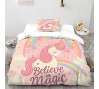 DOXLITVT Unicorn Rainbow Bedding Set Theme Bedspread Dreamy RainbowUnicorn Duvet Cover Set Microfiber Comforter Cover Universal for All Seasons Pillowcase Single（135x200cm）