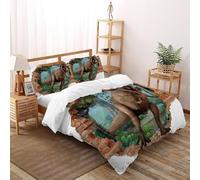 DOXLITVT Wall Bedding Set Floral Printed Animal Theme Duvet Cover Set Chic Breathable Quilt Cover Suitable for Family,couple,children with Pillow Double（200x200cm）