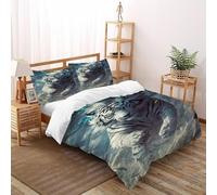 DOXLITVT White Tiger Storm Bedding Set 3D Design Animal Themes Wildlife Duvet Cover Set Chic Breathable Comforter Cover for Boys&Girls with Pillowcase Double（200x200cm）