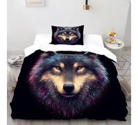 DOXLITVT Wolf Bedding Sets Soft And Comfortable Animal Duvet Cover Set 2 Pieces for Kids Adults Microfiber with 2 Pillowcases Single（135x200cm）