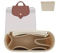 Doxo Backpack Organzier Insert for Longchamp Le Pliage Bag, Premium Felt Organizer with 8 Compartments and Zippered Pocket Bottle Pocket(Beige, Backpack)