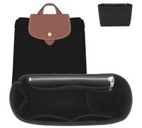 Doxo Backpack Organzier Insert for Longchamp Le Pliage Bag, Premium Felt Organizer with 8 Compartments and Zippered Pocket Bottle Pocket(Black, Backpack)