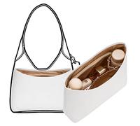 Doxo Brooklyn 28 Bag Organizer Insert, Waterproof Purse Organizer Insert for Coach Brooklyn Shoulder Bag 28, Lightweight Tote Bag Insert with 5 Compartments Zipper Pocket Elastic Holders (White Maple)