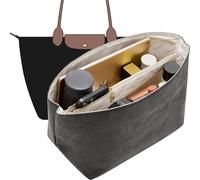 Doxo Long Champ Organizer Insert, Bag Organizer for Le Pliage Large, Lightweight Waterproof Dupont Paper, Keeps Handbags Shaped & Neat, 6 Compartments, 4 Sizes (Black, L)