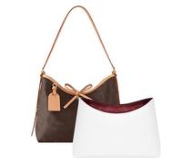 Doxo Purse Organizer Compatible with LV Carryall PM, Upgraded Lightweight Zipper Bag Insert with 9 Compartments, Custom Fit Inside Handbag Divider Shaper Accessories（White-Red,PM）