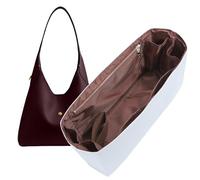 Doxo Purse Organizer Insert Compatible with Coach Brooklyn 39 Bag Insert Organizer, Soft Lightweight WaterResistant DupontPaper Divider Shaper for Tote Handbags, 8 Pockets(39, White-Brown)