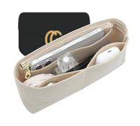 Doxo Purse Organizer Insert Compatible with GG Marmont Large Shoulder Bag, Custom Fit Inside Premium Bag Organizer Lightweight Purse Insert with Zipper, Handbag & Tote Shaper, Beige,L