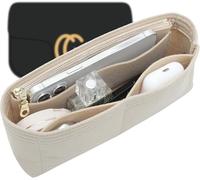 Doxo Purse Organizer Insert Compatible with GG Marmont Small Shoulder Bag, Custom Fit Inside Premium Bag Organizer Lightweight Purse Insert with Zipper, Handbag & Tote Shaper, Beige/S