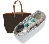 Doxo Purse Organizer Insert Compatible with Goyard Bag Organizer for St Louis PM Tote Bag, Upgraded Lightweight Dupontpaper Tote Organizer with Elastic Cup Holder and YKK Zipper (White)