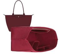 Doxo Purse Organizer Insert Compatible with Longchamp Le pliage L Handbag Insert Felt(L,Burgundy)