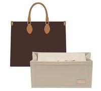 Doxo Purse Organizer Insert,Felt Tote Bag Organizer Insert Compatible with Dior Book Tote Large Bag & Onthego GM And More(Beige-with cover,XL)