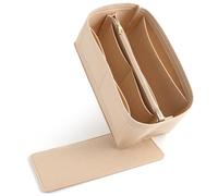 Doxo Purse Organizer Insert for Handbags & Base Shaper 2pc Set with Zipper, Felt Bag Organizer for Tote, Purse Organizer for LV Speedy 25, Neverfull PM, Le Pliage S Handbag and More(Beige-006)