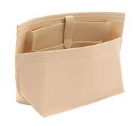Doxo Purse Organizer Insert for Handbags, Felt Neverfull MM Organizer Insert with Laptop Compartment, Tote Bag Organizer with Zipper Pocket and Bottle Holder, Fit Neverfull MM and More, Beige-L