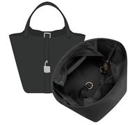 Doxo Satin Purse Organizer Insert for Hermes Picotin 18, Black | Satin Picotin 18 Insert, Multi-Pockets, Zip Pocket, Keychain, Lightweight, Scratch Resistant, Easy Clean, Protects Lining