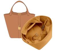 Doxo Satin Purse Organizer Insert for Hermes Picotin 18, Gold | Satin Picotin 18 Insert, Multi-Pockets, Zip Pocket, Keychain, Lightweight, Scratch Resistant, Easy Clean, Protects Lining