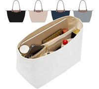 Doxo Upgraded Purse Organizer Insert for Long Champ, Bag Organizer for Long Champ Large and More, Ultra-light Waterproof DupontPaper le pliage Accessories, Women Tote Handbag Dividers(White,L)