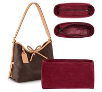 Doxo Velvet Purse Organizer Insert for LV Carryall MM, Carryall Bag Organizer Insert with Zipper Closure & YKK Zipper Pocket, Luxury Handbag Tote Lining Bag Shapers for Women (Burgundy, MM)