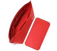 Doxo Wallet Organiser Insert Felt Bag Fits L Speedy 35, Neverfull PM & Base Shaper 2 Piece Set (Medium-Red Combination)