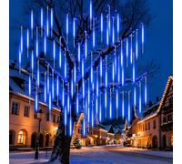 DoXtreme 20 Tubes Christmas Lights 9.45M Meteor Shower Lights Outdoor 960 LEDs IP65 Waterproof for Party Wedding Tree Garden String Wedding Christmas Festival Xmas Tree Window Decorations Blue