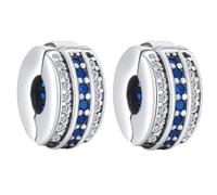 Doyafer 925 Sterling Silver Charms Clips Set Biue 5a Zircon Bracelet Bead Clip 2 Per Pack