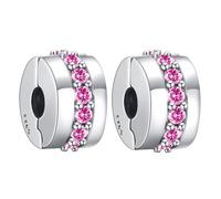 Doyafer 925 Sterling Silver Charms Clips Set Pink 5a Zircon Bracelet Bead Clip 2 Per Pack