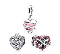 Doyafer 925 Sterling Silver Crown Infinite Love Beads Charms Pendant Fit Bracelet Wife and lover Gift 3 Piece/Package