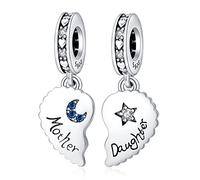 Doyafer 925 Sterling Silver Mother And Daughter Two In One Pendant Charm For Women Bracelet Necklace, Holiday Birthday Gifts For Mothers, Friends And Family, Diy Bracelet Charm Jewelry