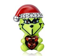 Doyafer Christmas Genie Green Pendant 925 Sterling Silver Charms for Bracelets Christmas Jewelry Gifts for Friend