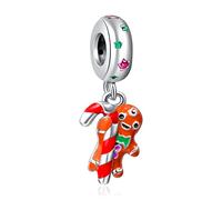 Doyafer Christmas Gingerbread Man Pendant 925 Sterling Silver Charm Fit Women's Bracelet Necklace Pendant Christmas Birthday Gifts For Family