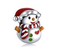Doyafer Christmas Hat Snowman Necklace Charm 925 Sterling Silver Charms Fit Women's Bracelet Bead Pendant Christmas Gifts for Women