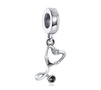 Doyafer Heart Stethoscope Pendant Fit Women's Necklace Bracelet 925 Sterling Silver Charm Birthday Jewelry Gift For Friends Family