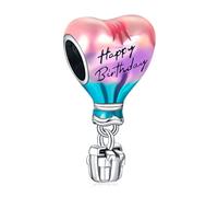 Doyafer Hot Air Balloon, Pink Purple Gradient Heart-Shaped Charm 925 Sterling Silver Charm Compatible with Women's Bracelet Jewelry Gifts For Family
