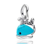 Doyafer Turquoise Blue Whale Charms Pendant 925 Sterling Silver Charm Compatible with Women's Bracelet Necklace Pendant Birthday Gifts For Family Friends