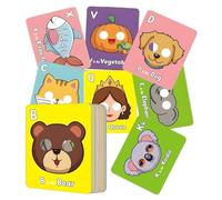doyandader Alphabet Cards, 26 Educational Cards, Animal Alphabet Educational Toy, Fun Game for 3-6 Years Old